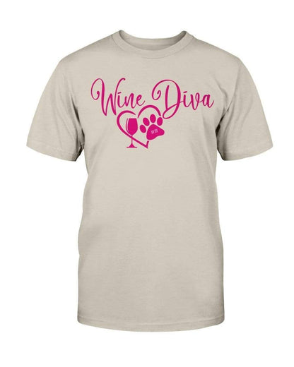 Shirts Sand / S Winey Bitches Co New "Wine Diva 2" Ultra Cotton T-Shirt- Pink Ltrs WineyBitchesCo