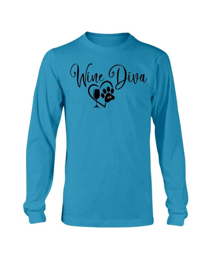 Shirts Sapphire / S Winey Bitches Co "Wine Diva 2" Long Sleeve T-Shirt WineyBitchesCo