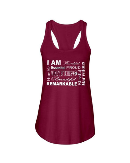 Shirts Scarlet / XS Winey Bitches Co "I Am Essential" White Letters- Ladies Racerback Tank WineyBitchesCo