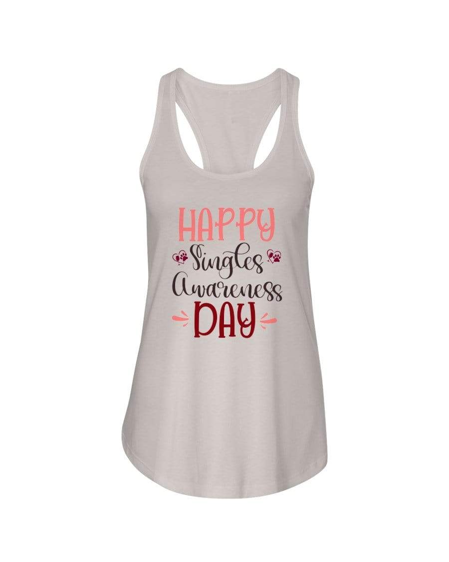 Shirts Silver / XS Winey Bitches Co "Happy Single Awareness Day" Ladies Racerback Tank Top* WineyBitchesCo