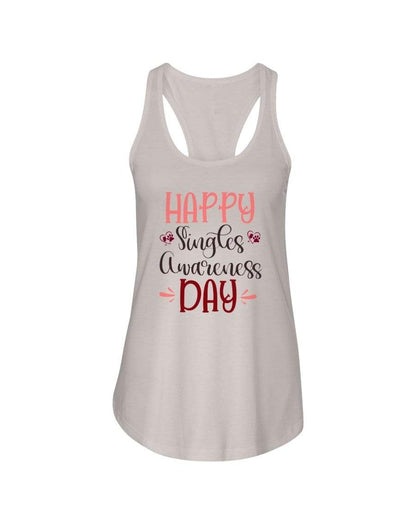 Shirts Silver / XS Winey Bitches Co "Happy Single Awareness Day" Ladies Racerback Tank Top* WineyBitchesCo