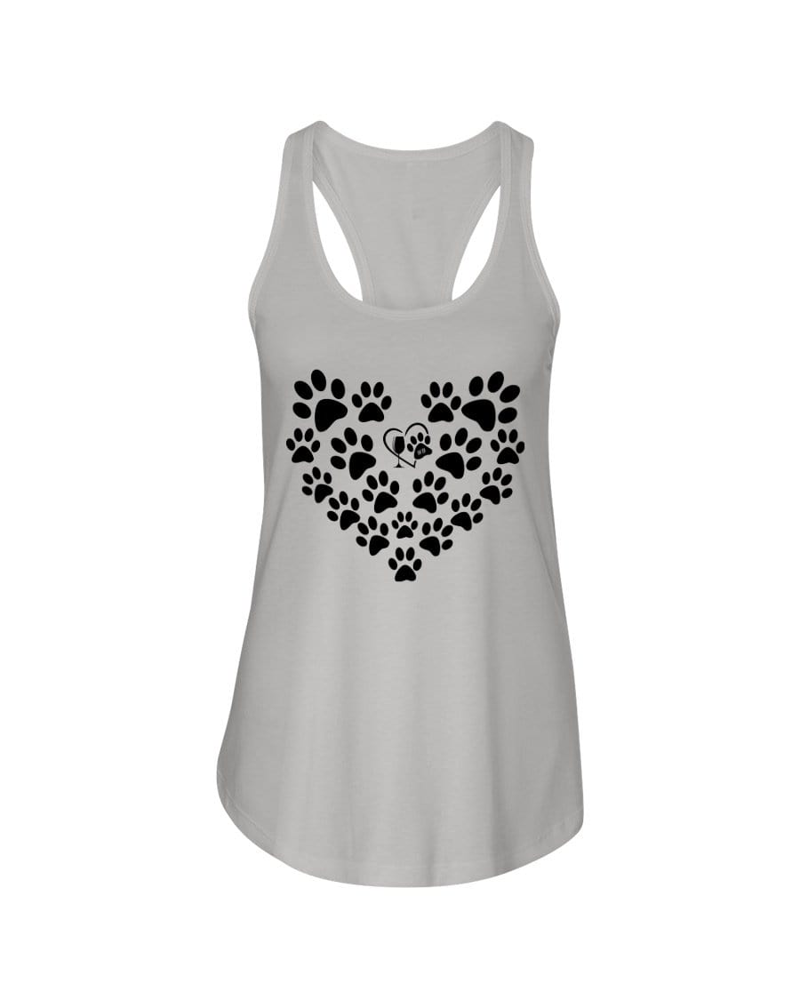 Shirts Silver / XS Winey Bitches Co Heart Paws (Black) Ladies Racerback Tank WineyBitchesCo