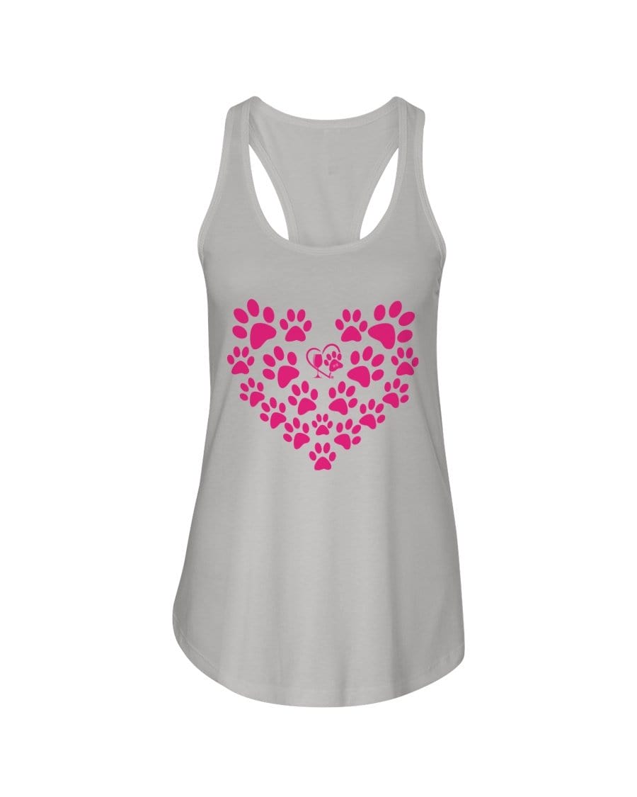 Shirts Silver / XS Winey Bitches Co Heart Paws (Pink) Ladies Racerback Tank WineyBitchesCo