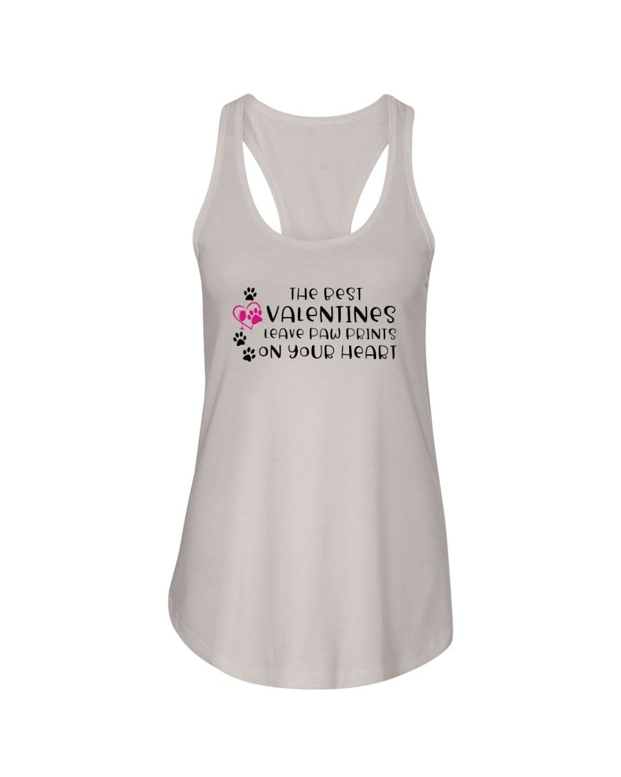 Shirts Silver / XS Winey Bitches Co "The Best Valentines Leave Paw Prints On Your Heart" Ladies Racerback Tank Top* WineyBitchesCo