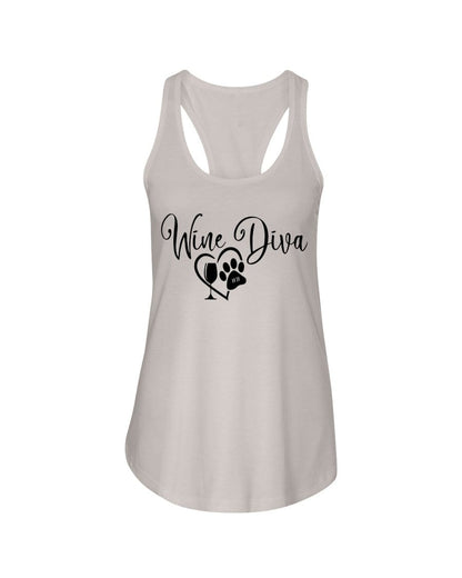 Shirts Silver / XS Winey Bitches Co "Wine Diva 2" Ladies Racerback Tank- Blk Ltrs WineyBitchesCo