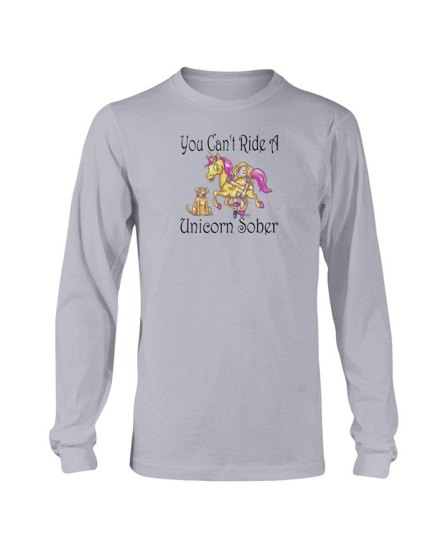 Shirts Sports Grey / S Winey Bitches Co"You Can't Ride A Unicorn Sober" Long Sleeve T-Shirt WineyBitchesCo