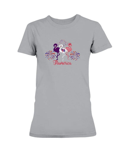 Shirts Sports Grey / XS Winey Bitches Co "Flamerica" Patriotic Flamingo Ultra Ladies T-Shirt WineyBitchesCo