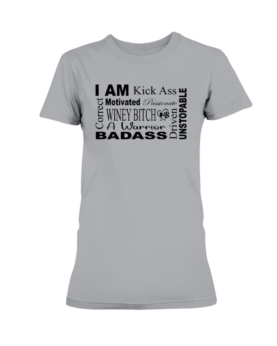 Shirts Sports Grey / XS Winey Bitches Co "I Am Motivated" Black Lettering- Ultra Ladies T-Shirt WineyBitchesCo