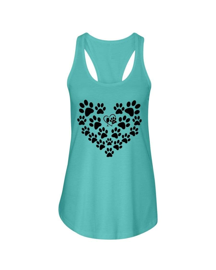 Shirts Tahiti Blue / XS Winey Bitches Co Heart Paws (Black) Ladies Racerback Tank WineyBitchesCo