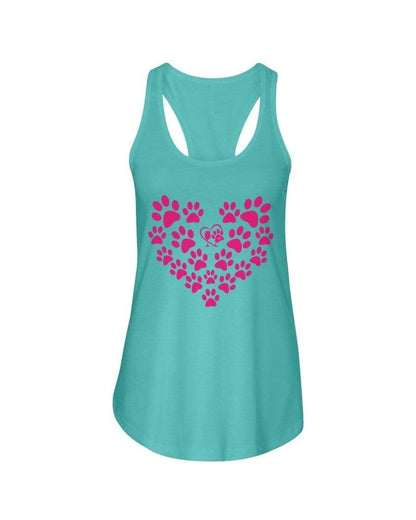Shirts Tahiti Blue / XS Winey Bitches Co Heart Paws (Pink) Ladies Racerback Tank WineyBitchesCo