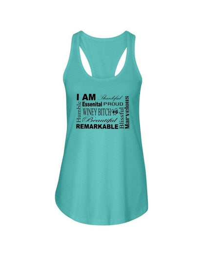 Shirts Tahiti Blue / XS Winey Bitches Co "I Am Proud" Black Lettering- Ladies Racerback Tank WineyBitchesCo