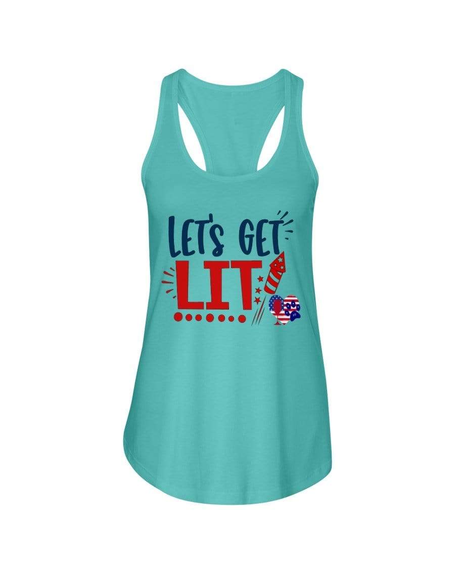 Shirts Tahiti Blue / XS Winey Bitches Co "Let Get Lit" Ladies Racerback Tank WineyBitchesCo