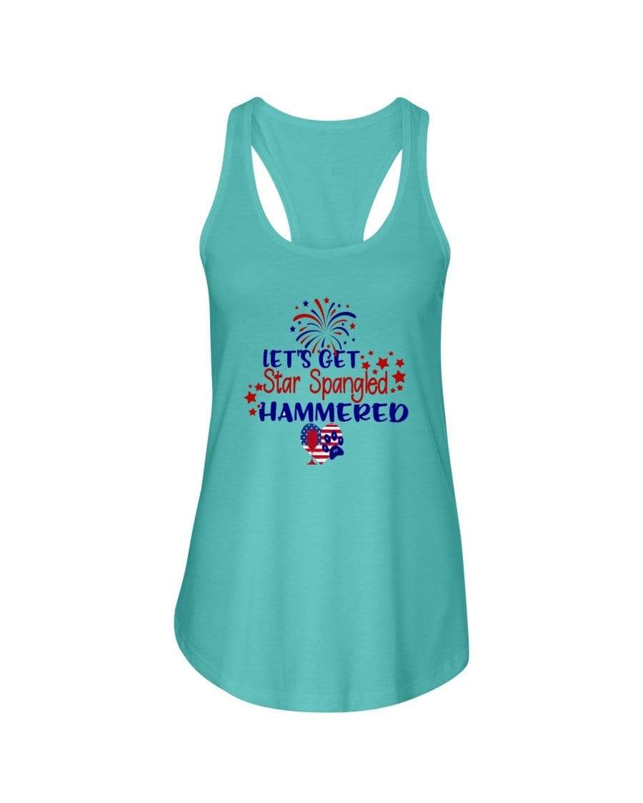 Shirts Tahiti Blue / XS Winey Bitches Co "Let's Get Star Spangled Hammered" Ladies Racerback Tank WineyBitchesCo