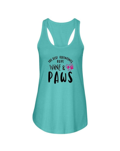 Shirts Tahiti Blue / XS Winey Bitches Co"The Best Valentines Have Wine And Paws" Ladies Racerback Tank Top* WineyBitchesCo