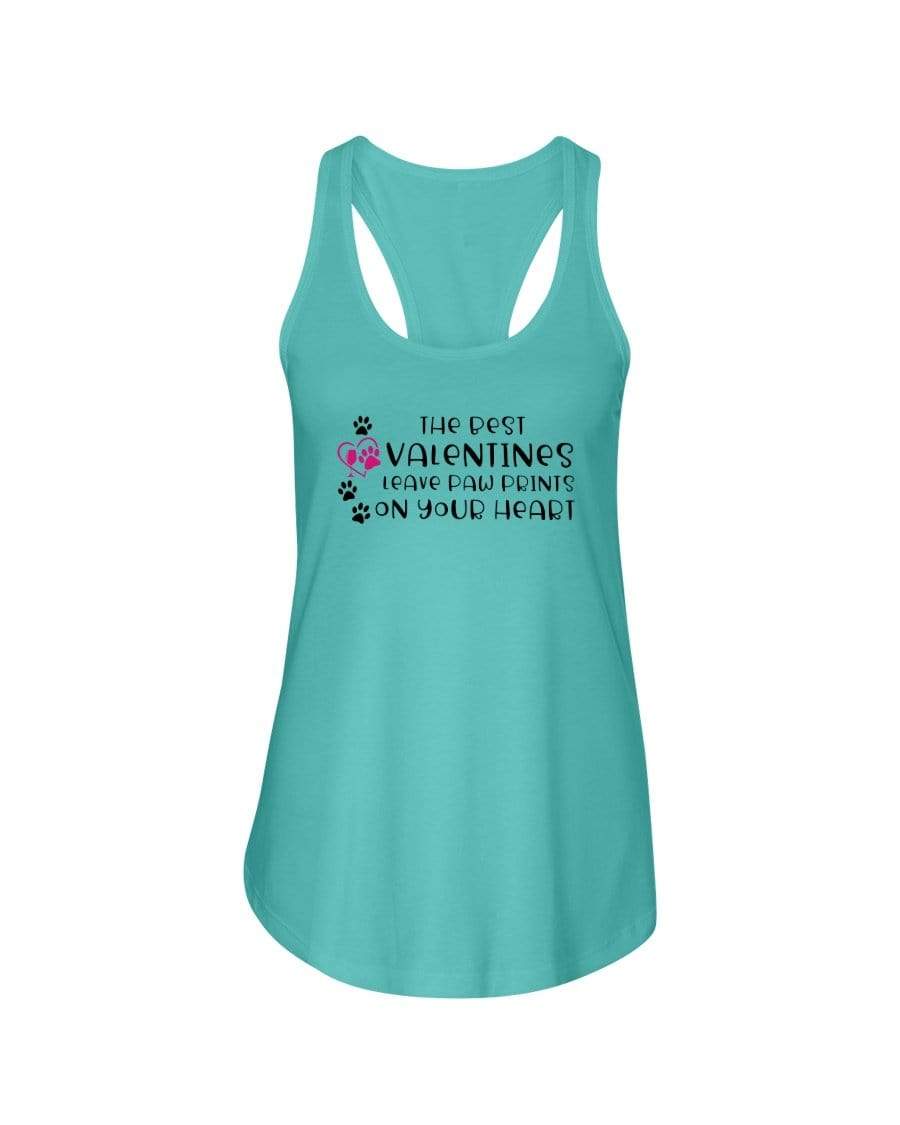 Shirts Tahiti Blue / XS Winey Bitches Co "The Best Valentines Leave Paw Prints On Your Heart" Ladies Racerback Tank Top* WineyBitchesCo
