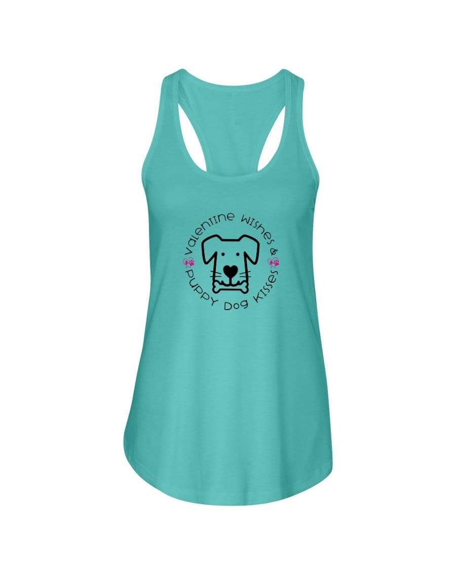 Shirts Tahiti Blue / XS Winey Bitches Co "Valentine Wishes And Puppy Dog Kisses" (Dog) Ladies Racerback Tank Top* WineyBitchesCo