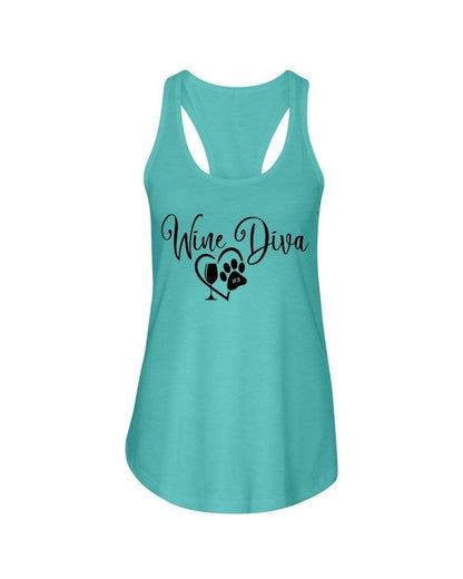 Shirts Tahiti Blue / XS Winey Bitches Co "Wine Diva 2" Ladies Racerback Tank- Blk Ltrs WineyBitchesCo