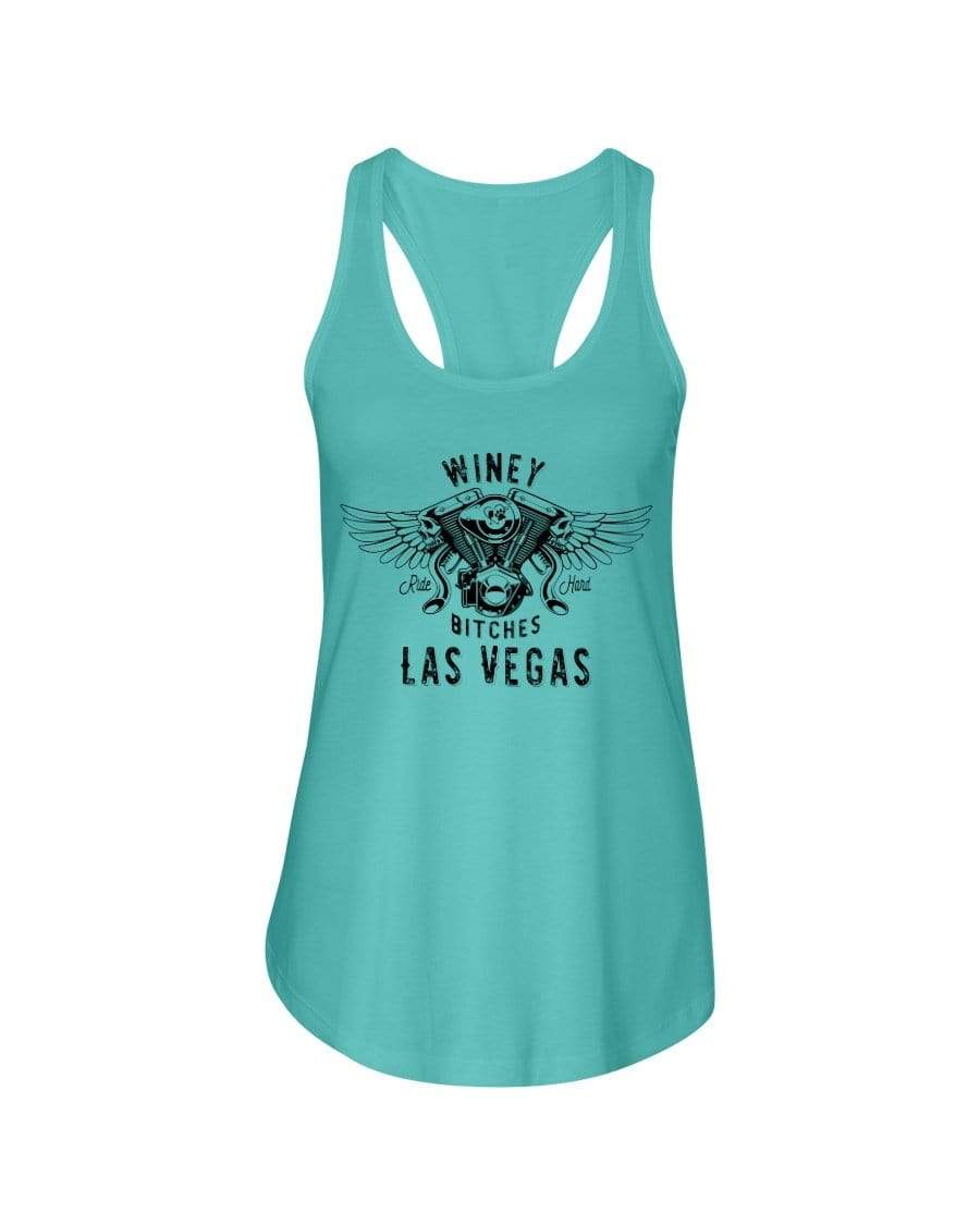 Shirts Tahiti Blue / XS Winey Bitches "Ride Hard Las Vegas" Ladies Racerback Tank-Blk Ltrs WineyBitchesCo