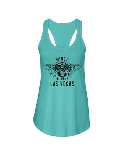 Shirts Tahiti Blue / XS Winey Bitches "Ride Hard Las Vegas" Ladies Racerback Tank-Blk Ltrs WineyBitchesCo