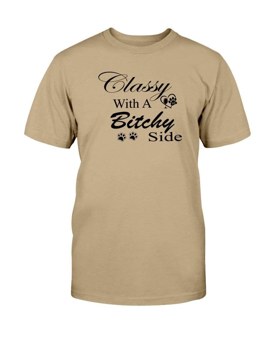 Shirts Tan / S Winey Bitches Co "Classy with a Bitchy Side" Black Letters Ultra Cotton T-Shirt WineyBitchesCo