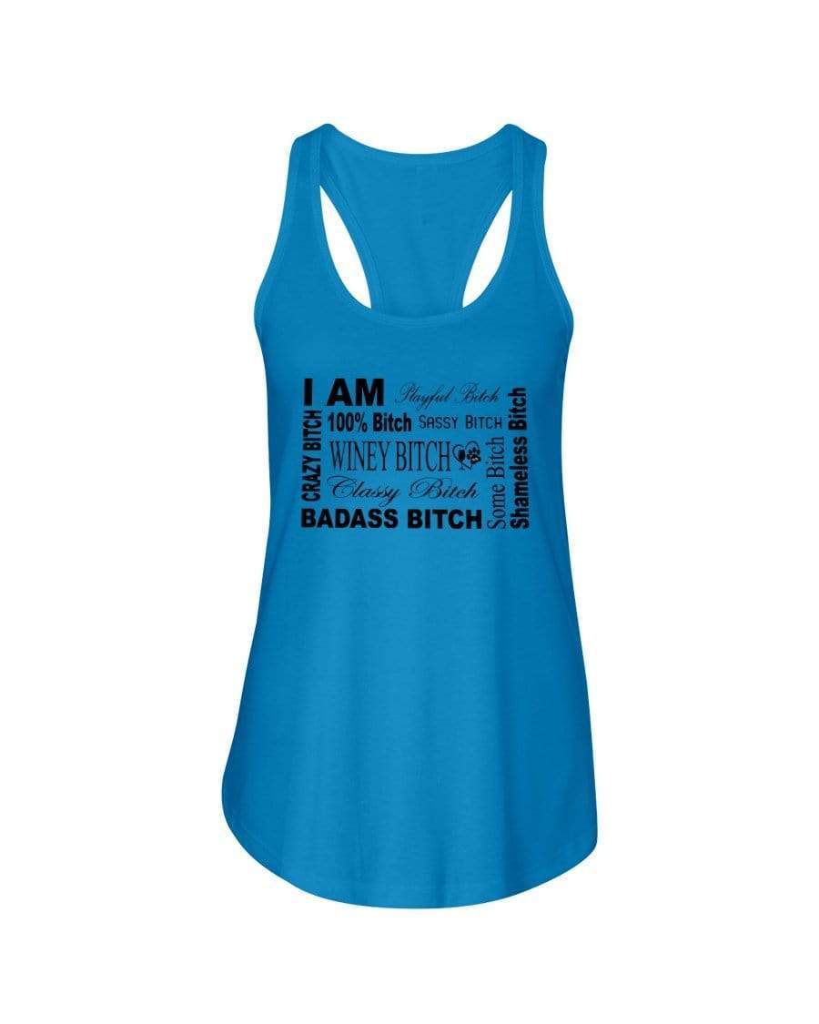 Shirts Turquoise / XS Winey Bitches Co "I Am Bitch"-Black Letters- Ladies Racerback Tank WineyBitchesCo