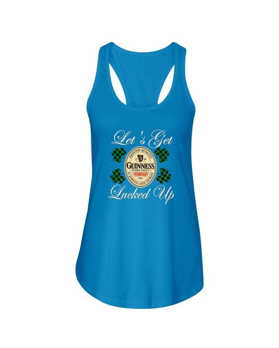 Shirts Turquoise / XS Winey Bitches Co "Let's Get Lucked Up" Guinness Wht Lettering Ladies Racerback Tank WineyBitchesCo