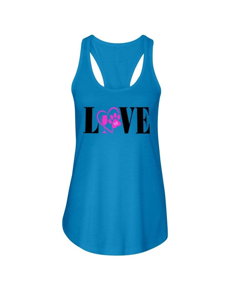 Shirts Turquoise / XS Winey Bitches Co "Love" Blk Letters Ladies Racerback Tank Top* WineyBitchesCo