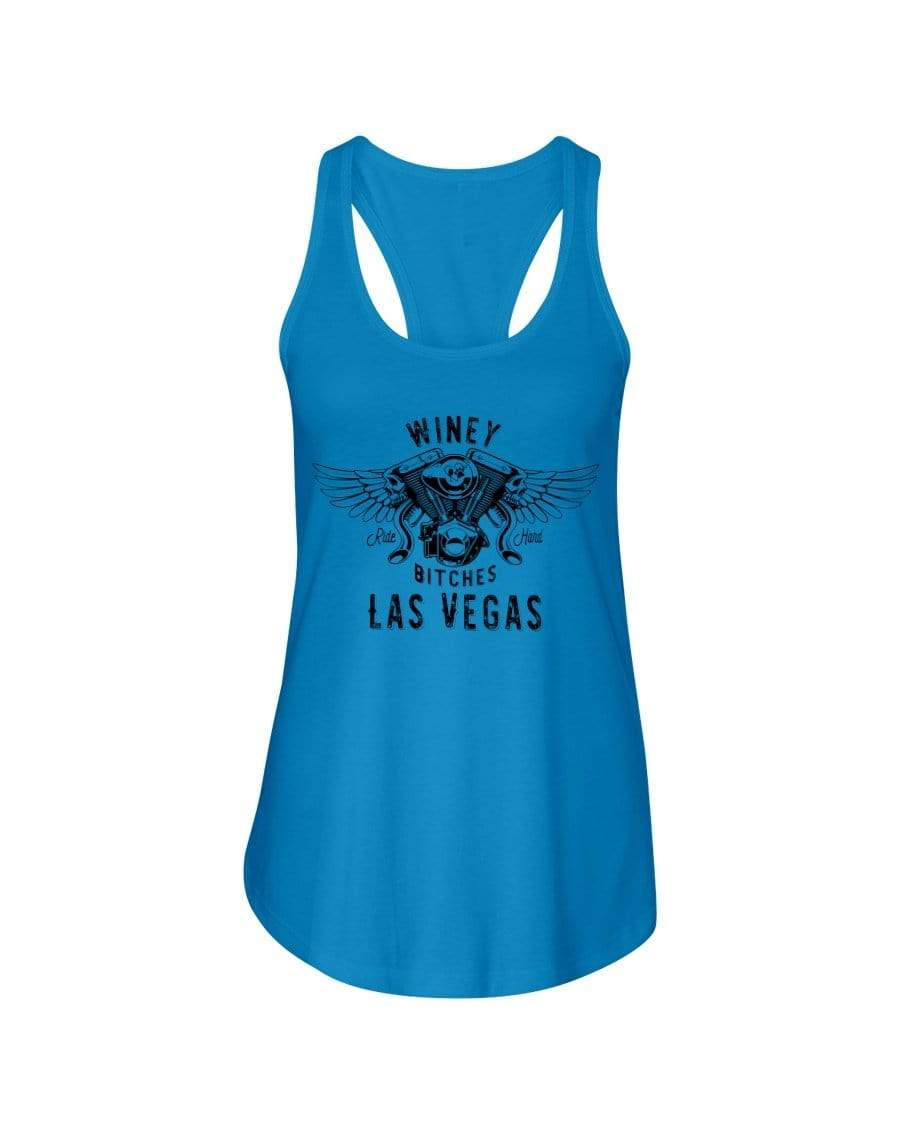 Shirts Turquoise / XS Winey Bitches "Ride Hard Las Vegas" Ladies Racerback Tank-Blk Ltrs WineyBitchesCo