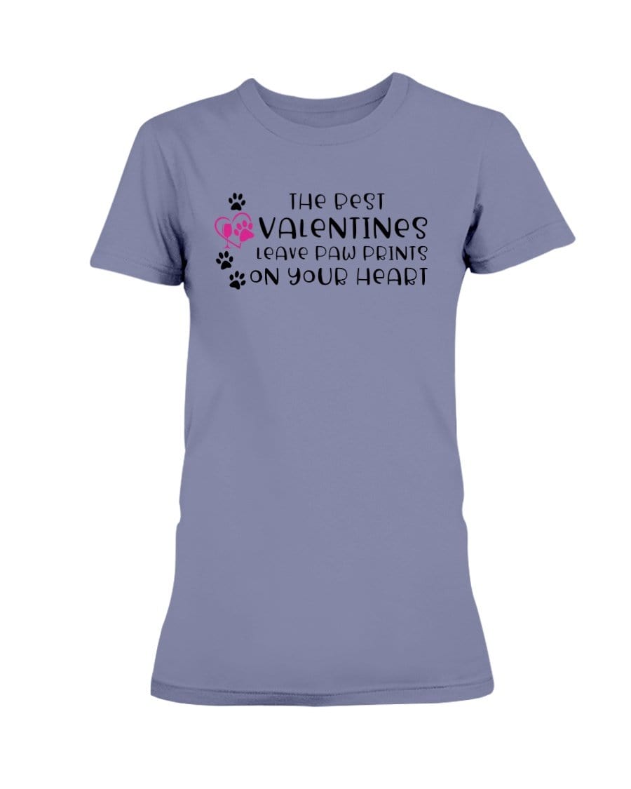 Shirts Violet / S Winey Bitches Co "The Best Valentines Leave Paw Prints On Your Heart" Ladies Missy T-Shirt WineyBitchesCo