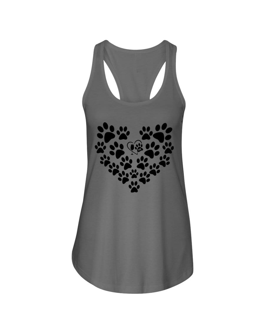 Shirts Warm Gray / XS Winey Bitches Co Heart Paws (Black) Ladies Racerback Tank WineyBitchesCo