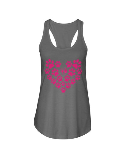 Shirts Warm Gray / XS Winey Bitches Co Heart Paws (Pink) Ladies Racerback Tank WineyBitchesCo