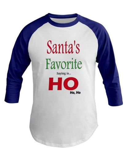 Shirts White/Lapis / XS Winey Bitches Co "Santa's Favorite Saying" 3/4 Sleeve Raglan Shirt WineyBitchesCo