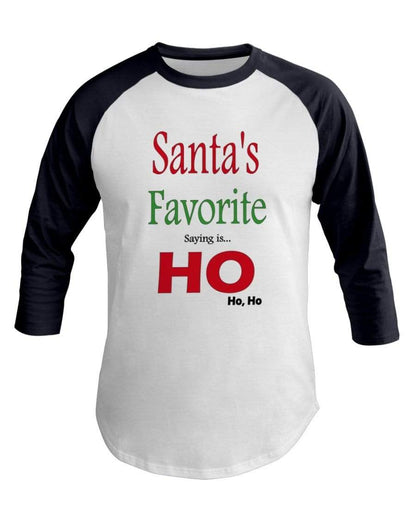 Shirts White/Navy / XS Winey Bitches Co "Santa's Favorite Saying" 3/4 Sleeve Raglan Shirt WineyBitchesCo