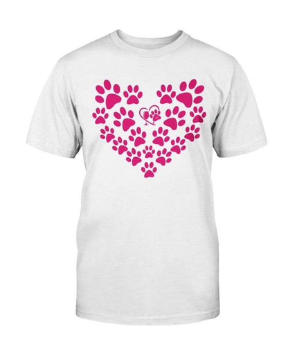Shirts White / S Winey Bitches Co Heart Paws (Pink) Ultra Cotton T-Shirt WineyBitchesCo