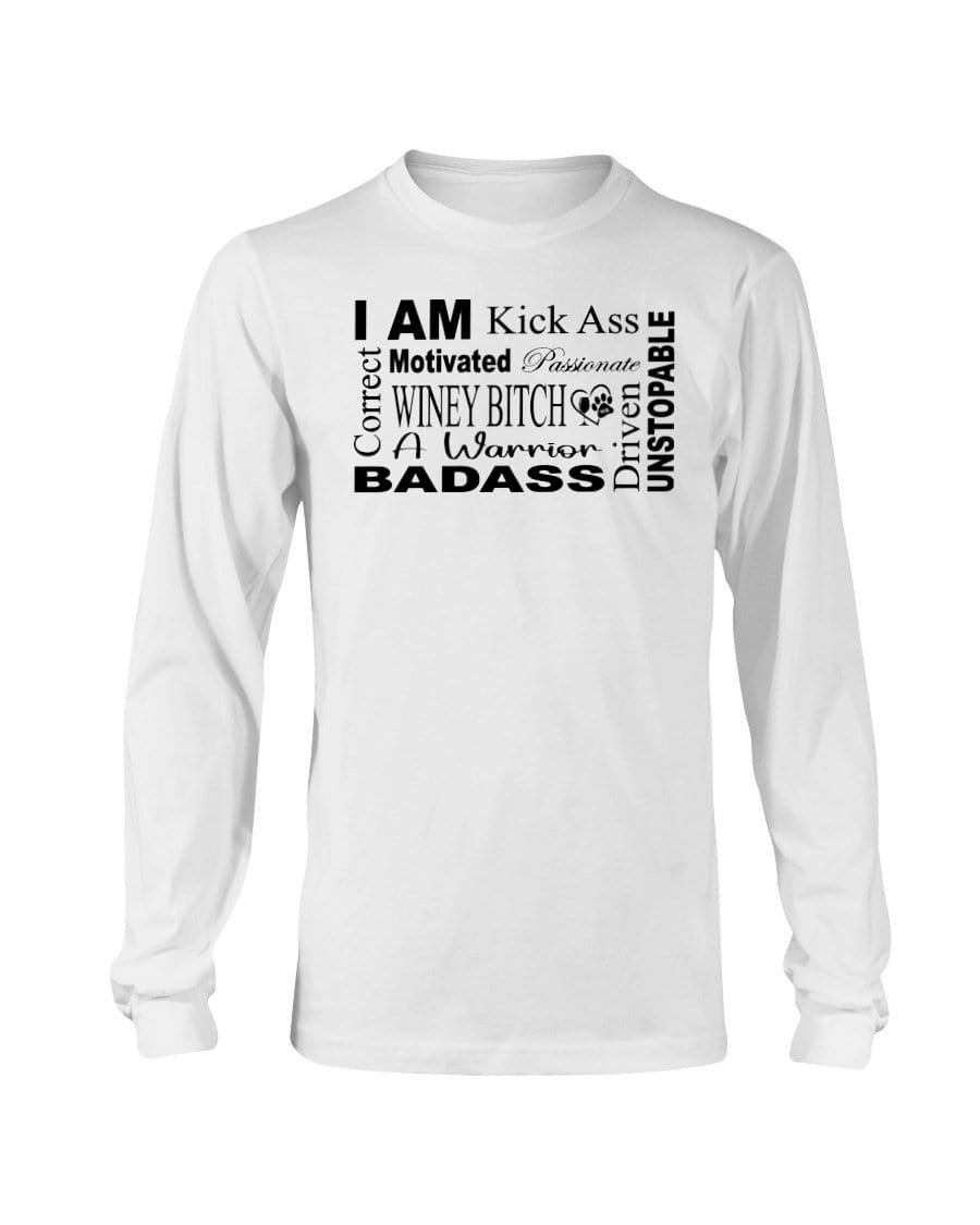 Shirts White / S Winey Bitches Co "I Am Motivated" Black Lettering- Long Sleeve T-Shirt WineyBitchesCo