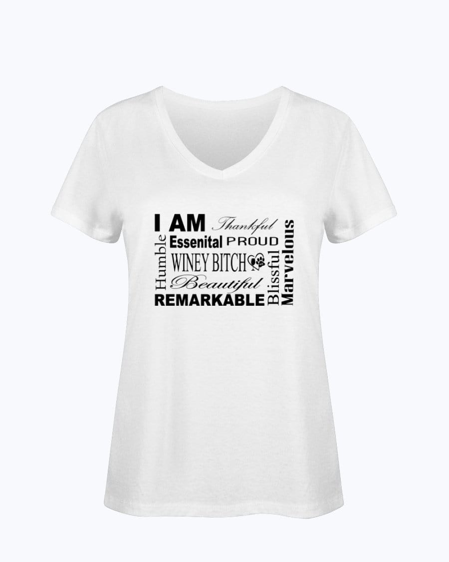 Shirts White / S Winey Bitches Co "I Am Proud" Black Lettering- Ladies HD V Neck T WineyBitchesCo