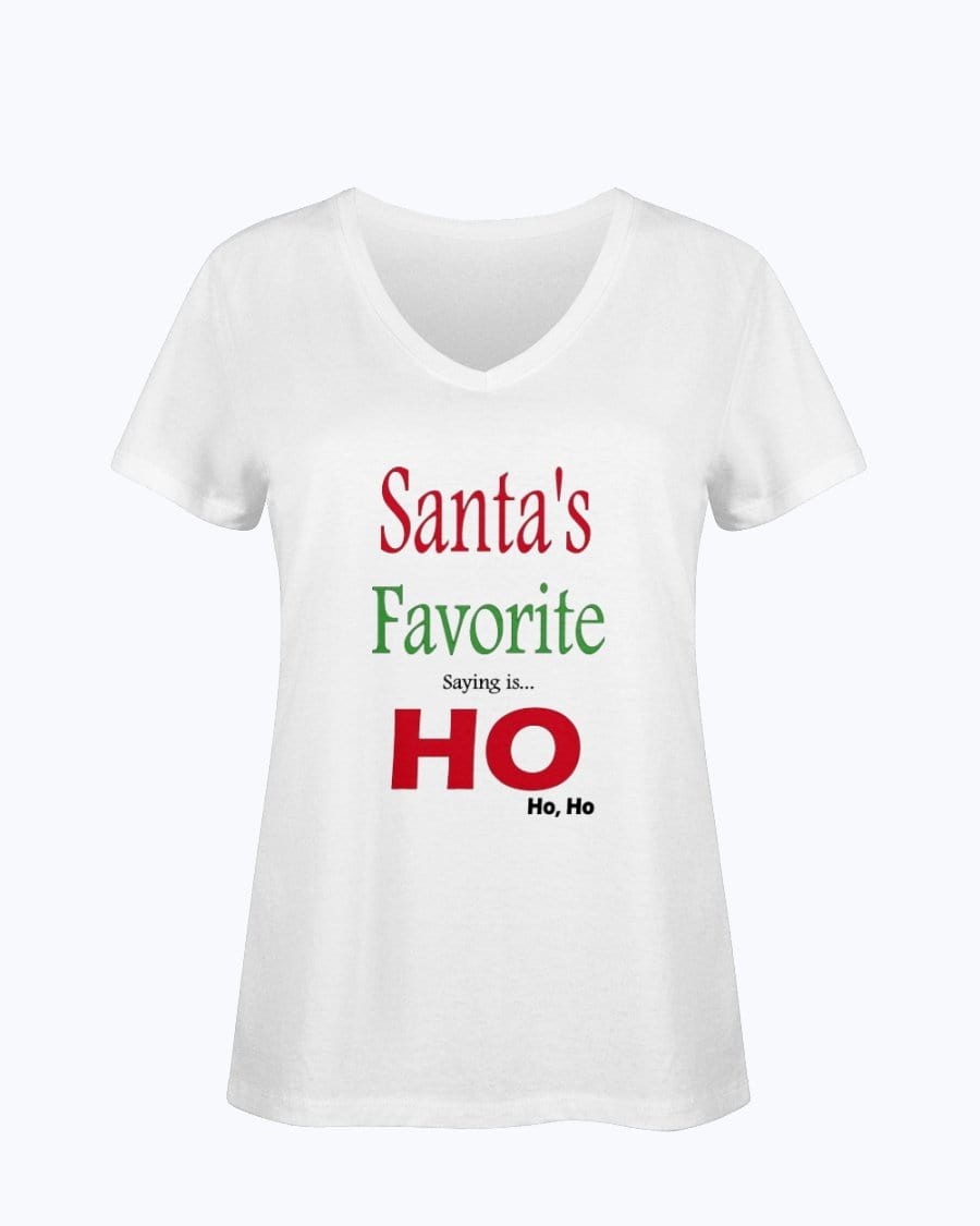 Shirts White / S Winey Bitches Co "Santa's Favorite Saying" Ladies HD V Neck T WineyBitchesCo