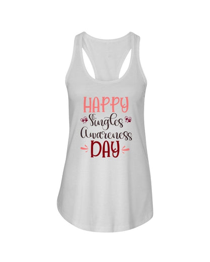 Shirts White / XS Winey Bitches Co "Happy Single Awareness Day" Ladies Racerback Tank Top* WineyBitchesCo