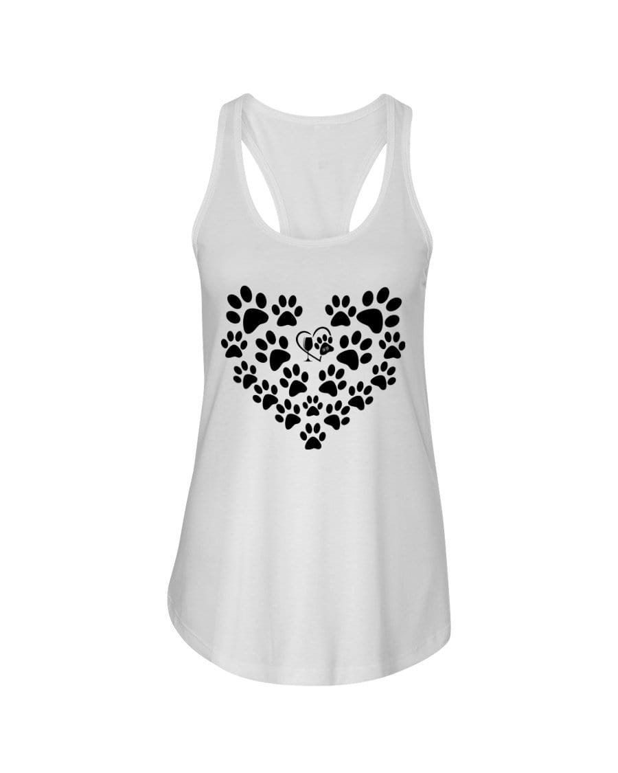 Shirts White / XS Winey Bitches Co Heart Paws (Black) Ladies Racerback Tank WineyBitchesCo