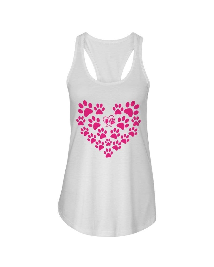 Shirts White / XS Winey Bitches Co Heart Paws (Pink) Ladies Racerback Tank WineyBitchesCo