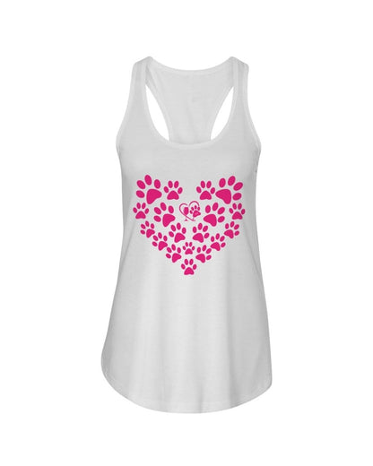 Shirts White / XS Winey Bitches Co Heart Paws (Pink) Ladies Racerback Tank WineyBitchesCo