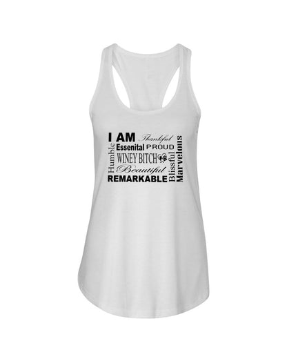 Shirts White / XS Winey Bitches Co "I Am Proud" Black Lettering- Ladies Racerback Tank WineyBitchesCo