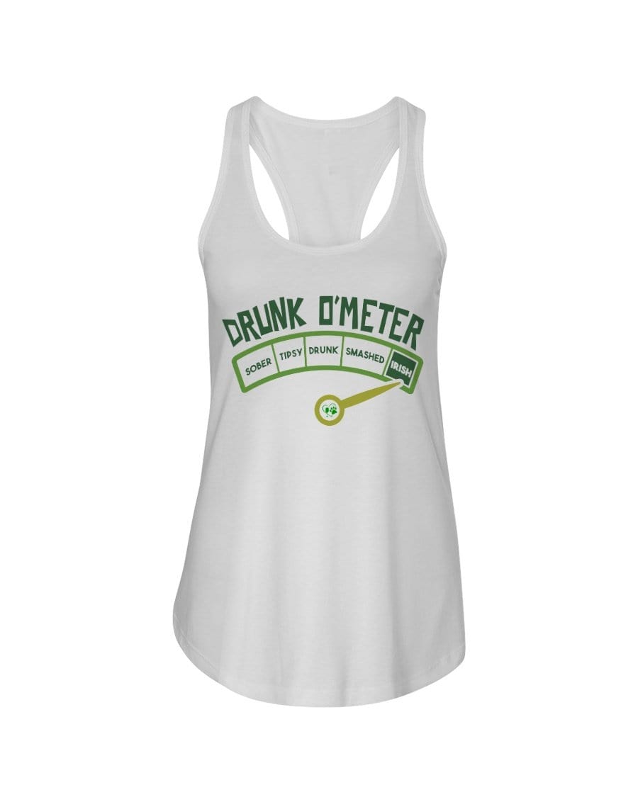 Shirts White / XS Winey Bitches Co "Irish Drunk O'Meter" Ladies Racerback Tank WineyBitchesCo