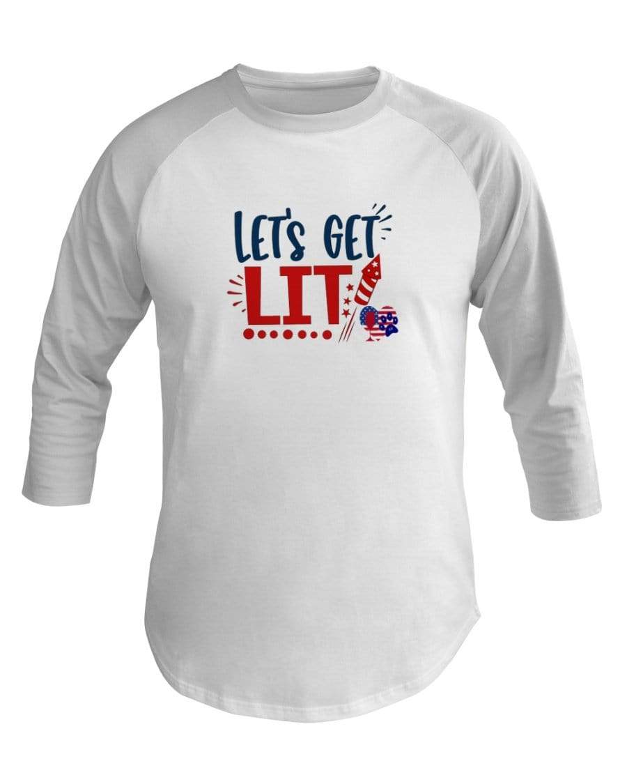 Shirts White / XS Winey Bitches Co "Let Get Lit" Co 3/4 Sleeve Raglan Shirt WineyBitchesCo