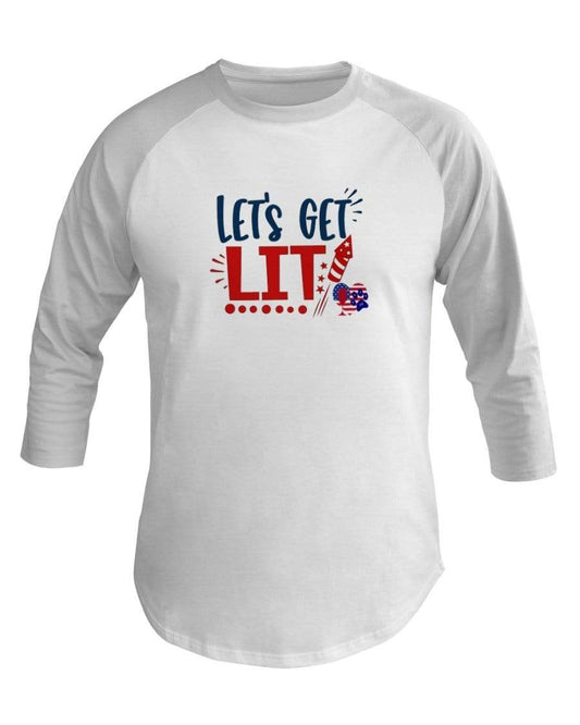 Shirts White / XS Winey Bitches Co "Let Get Lit" Co 3/4 Sleeve Raglan Shirt WineyBitchesCo