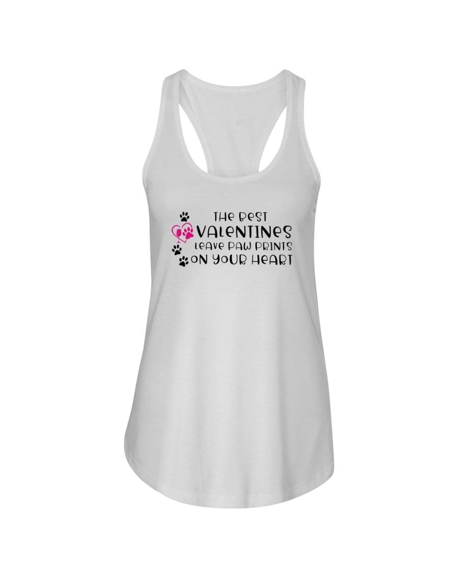 Shirts White / XS Winey Bitches Co "The Best Valentines Leave Paw Prints On Your Heart" Ladies Racerback Tank Top* WineyBitchesCo
