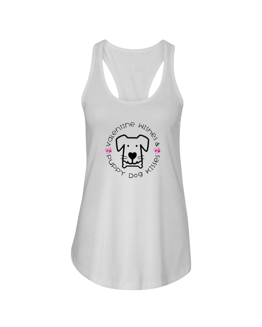 Shirts White / XS Winey Bitches Co "Valentine Wishes And Puppy Dog Kisses" (Dog) Ladies Racerback Tank Top* WineyBitchesCo