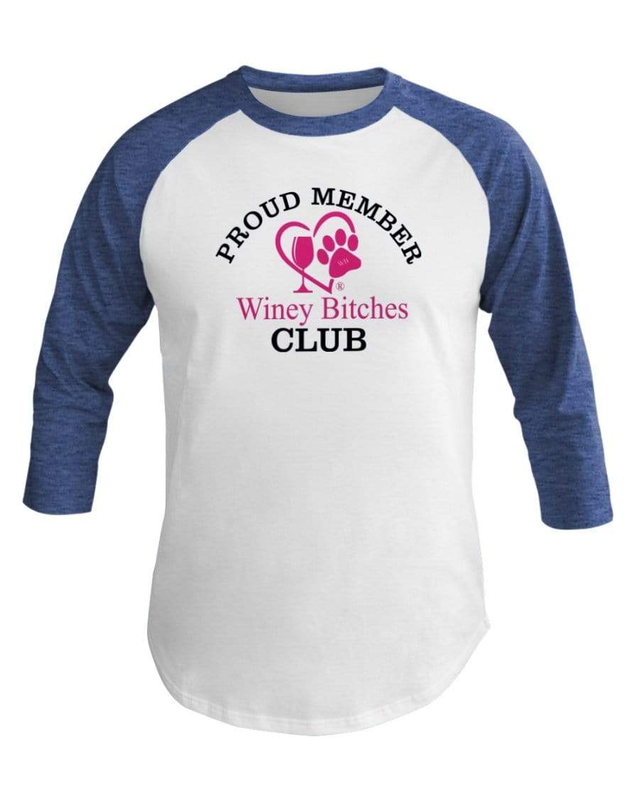 Shirts Wht/Hth Lke Blu / XS Winey Bitches Co 3/4 Sleeve Raglan Shirt WineyBitchesCo