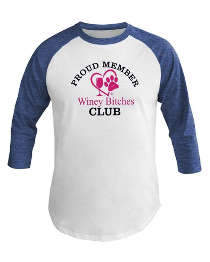 Shirts Wht/Hth Lke Blu / XS Winey Bitches Co 3/4 Sleeve Raglan Shirt WineyBitchesCo