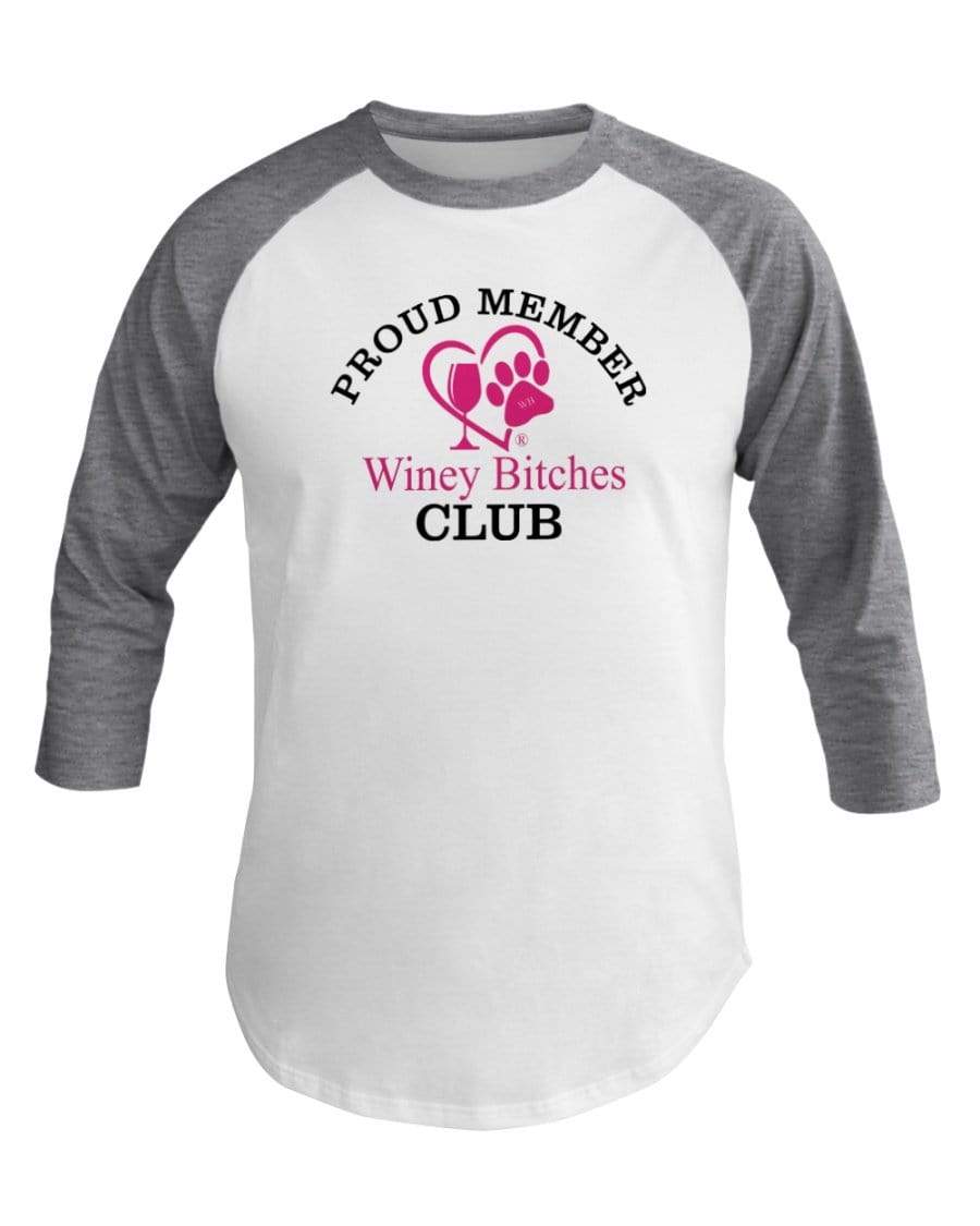 Shirts Wht/Hthr Grey / XS Winey Bitches Co 3/4 Sleeve Raglan Shirt WineyBitchesCo